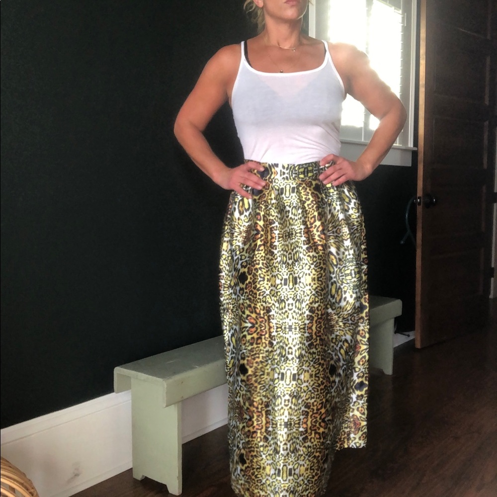 Choles Animal Print High Waisted Maxi Skirt